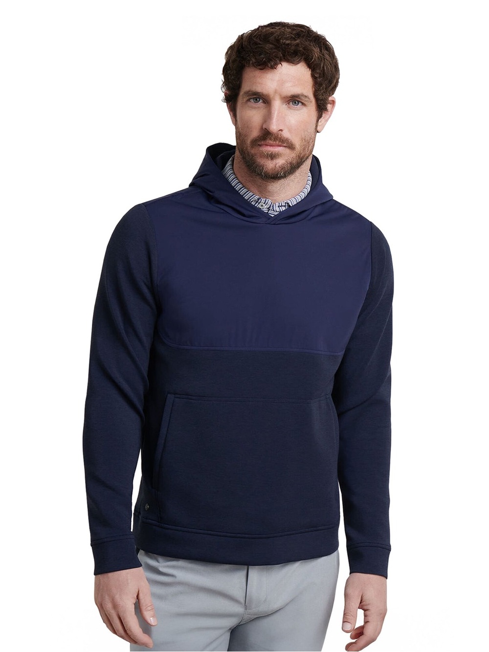 NWT Peter Millar Crown Crafted Winsome Hybrid Hoodie in Navy, Men’s Size Medium